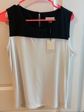 Calvin Klein Black and White Colorblock Sleeveless Camisole